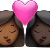 Kiss: Woman, Woman, Medium-Dark Skin Tone, Dark Skin Tone — Apple