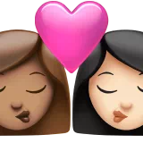 Kiss: Woman, Woman, Medium Skin Tone, Light Skin Tone — Apple