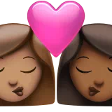 Kiss: Woman, Woman, Medium Skin Tone, Medium-Dark Skin Tone — Apple
