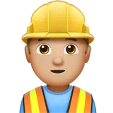 Man Construction Worker: Medium-Light Skin Tone — Apple