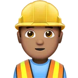 Man Construction Worker: Medium Skin Tone — Apple
