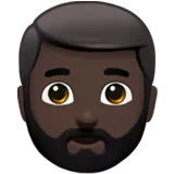 Man: Dark Skin Tone, Beard — Apple