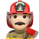 Man Firefighter: Light Skin Tone — Apple