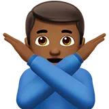 Man Gesturing No: Medium-Dark Skin Tone — Apple