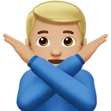 Man Gesturing No: Medium-Light Skin Tone — Apple