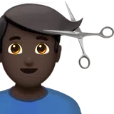 Man Getting Haircut: Dark Skin Tone — Apple