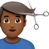 Man Getting Haircut: Medium-Dark Skin Tone — Apple