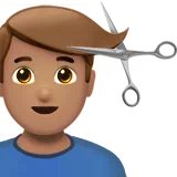 Man Getting Haircut: Medium Skin Tone — Apple