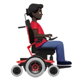 Man in Motorized Wheelchair Facing Right: Dark Skin Tone — Apple