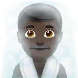 Man in Steamy Room: Dark Skin Tone — Apple