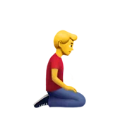 오른쪽을 향해 무릎을 꿇은 남자 — Apple