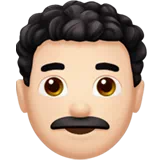 Man: Light Skin Tone, Curly Hair — Apple