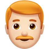 Man: Light Skin Tone, Red Hair — Apple