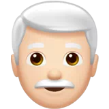 Man: Light Skin Tone, White Hair — Apple