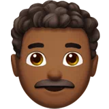 Man: Medium-Dark Skin Tone, Curly Hair — Apple
