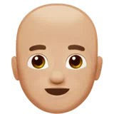 Man: Medium-Light Skin Tone, Bald — Apple