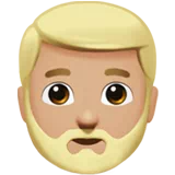 Man: Medium-Light Skin Tone, Beard — Apple