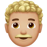 Man: Medium-Light Skin Tone, Curly Hair — Apple