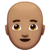Man: Medium Skin Tone, Bald — Apple
