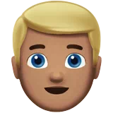 Man: Medium Skin Tone, Blond Hair — Apple