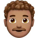 Man: Medium Skin Tone, Curly Hair — Apple