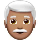 Man: Medium Skin Tone, White Hair — Apple