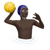 Man Playing Water Polo: Dark Skin Tone — Apple