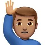 Man Raising Hand: Medium Skin Tone — Apple