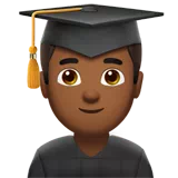 Man Student: Medium-Dark Skin Tone — Apple