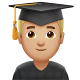 Man Student: Medium-Light Skin Tone — Apple