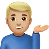 Man Tipping Hand: Medium-Light Skin Tone — Apple