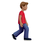 Man Walking Facing Right: Medium Skin Tone — Apple