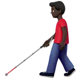 Man with White Cane: Dark Skin Tone — Apple