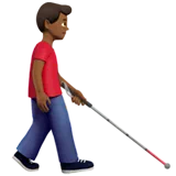 Man with White Cane Facing Right: Medium-Dark Skin Tone — Apple