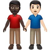 Men Holding Hands: Dark Skin Tone, Light Skin Tone — Apple