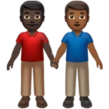 Men Holding Hands: Dark Skin Tone, Medium-Dark Skin Tone — Apple