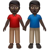 Men Holding Hands: Dark Skin Tone — Apple