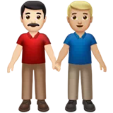 Men Holding Hands: Light Skin Tone, Medium-Light Skin Tone — Apple