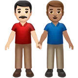 Men Holding Hands: Light Skin Tone, Medium Skin Tone — Apple