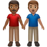 Men Holding Hands: Medium-Dark Skin Tone, Medium Skin Tone — Apple