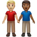 Men Holding Hands: Medium-Light Skin Tone, Medium-Dark Skin Tone — Apple