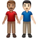 Men Holding Hands: Medium Skin Tone, Light Skin Tone — Apple