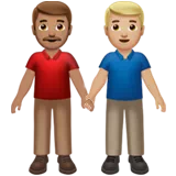 Men Holding Hands: Medium Skin Tone, Medium-Light Skin Tone — Apple