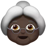 Old Woman: Dark Skin Tone — Apple