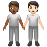 People Holding Hands: Medium-Dark Skin Tone, Light Skin Tone — Apple