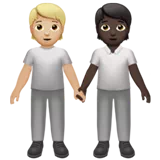 People Holding Hands: Medium-Light Skin Tone, Dark Skin Tone — Apple
