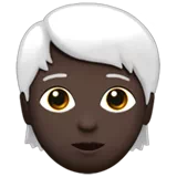 Person: Dark Skin Tone, White Hair — Apple