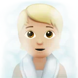 Person in Steamy Room: Medium-Light Skin Tone — Apple