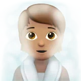 Person in Steamy Room: Medium Skin Tone — Apple