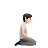 Person Kneeling Facing Right: Light Skin Tone — Apple